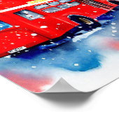 ロンドンの象徴的な赤のダブル・デッカー・バスは ポスター (角)