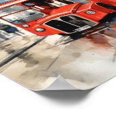 ロンドンの象徴的な赤の二重装飾バス(D) ポスター (角)