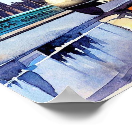 ロンドンの象徴的な黒いタクシー乗り場(B) ポスター (角)