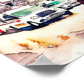 ロンドンの象徴的な黒いタクシー客室(D) ポスター (角)