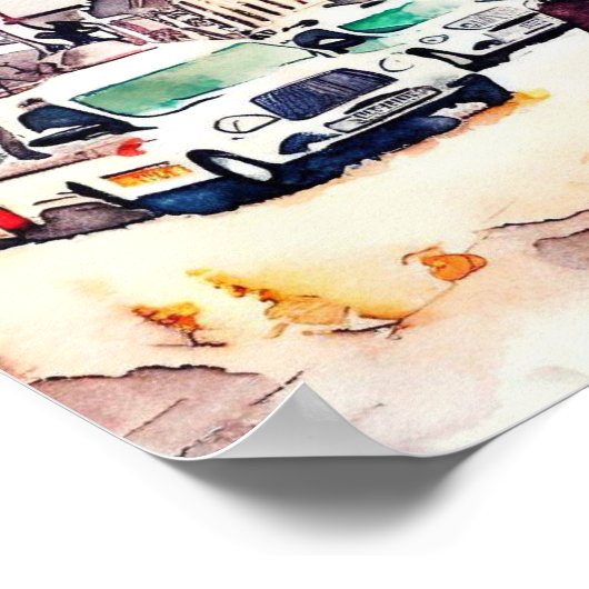 ロンドンの象徴的な黒いタクシー客室(D) ポスター (角)