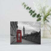 ロンドンの赤い電話はがき文字 ポストカード (スタンド正面)