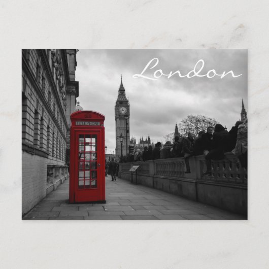 ロンドンの赤い電話はがき文字 ポストカード (正面)