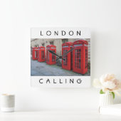 ロンドンの赤い電話ボックスの角壁時計 スクエア壁時計 (ホーム)