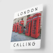 ロンドンの赤い電話ボックスの角壁時計 スクエア壁時計 (傾斜)