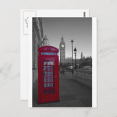 ロンドンの赤い電話ボックス ポストカード (正面/裏面)