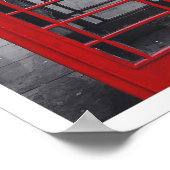 ロンドンの赤い電話ボックス　モノクロ写真 ポスター (角)