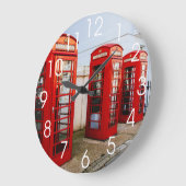 ロンドンの赤い電話ボックス、写真 ラージ壁時計 (傾斜)