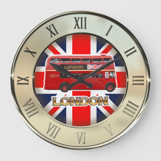 ロンドンの赤バス ラージ壁時計 (正面)