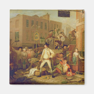 ロンドンの通りの場面、1770年(キャンバスの油) マグネット
