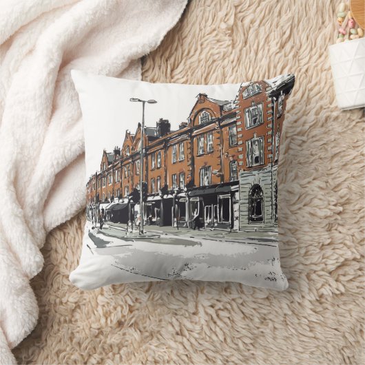 ロンドンの通り場面 クッション (ブランケット)