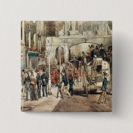 ロンドンの通り1869年 缶バッジ (正面)