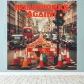 ロンドンの道路工事 キャンバスプリント (インサイチュ (ウッドフロア))