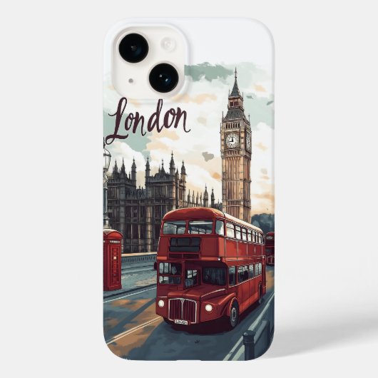 ロンドンの都市景観:2階建てバスとビッグ・ベン Case-Mate iPhoneケース (裏面)