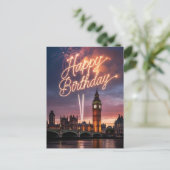 ロンドンの都市風景のバースデーグリーティングと花火 シーズンポストカード (スタンド正面)