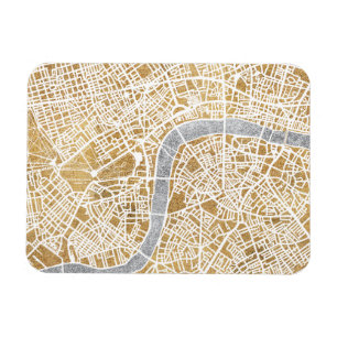 ロンドンの金めっきされた都市地図 マグネット