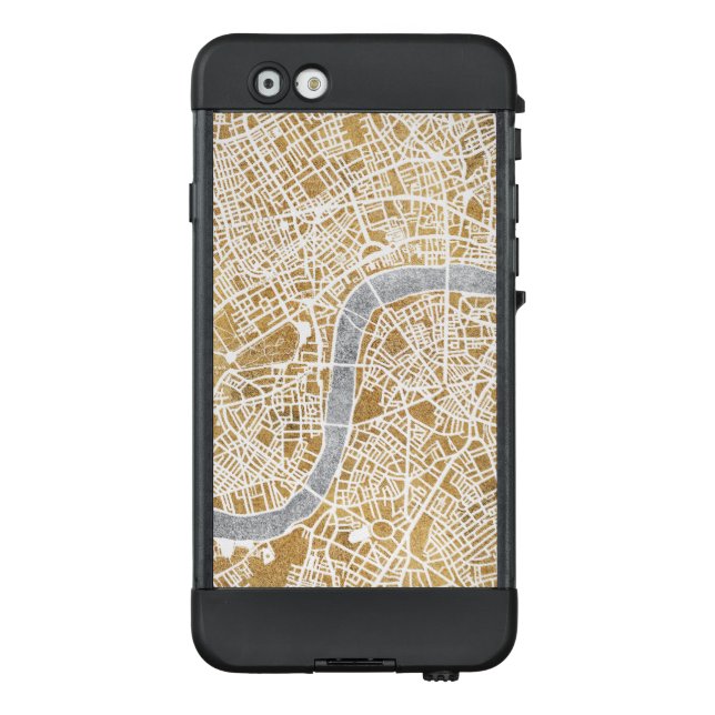 ロンドンの金めっきされた都市地図 LifeProof iPhoneケース (裏面)