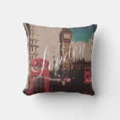 ロンドンの陸標のヴィンテージのビッグベンの写真 クッション (正面)