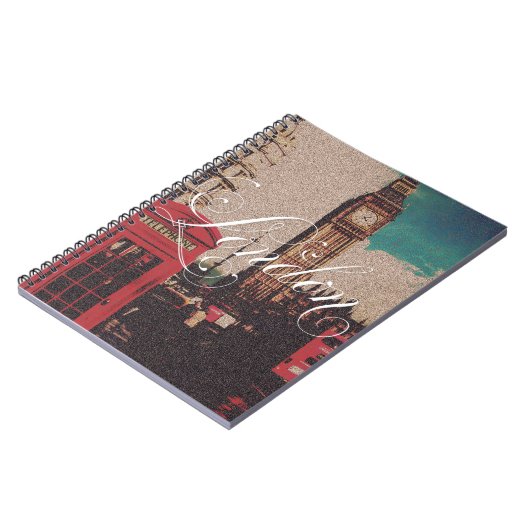 ロンドンの陸標のヴィンテージの写真 ノートブック (左側)