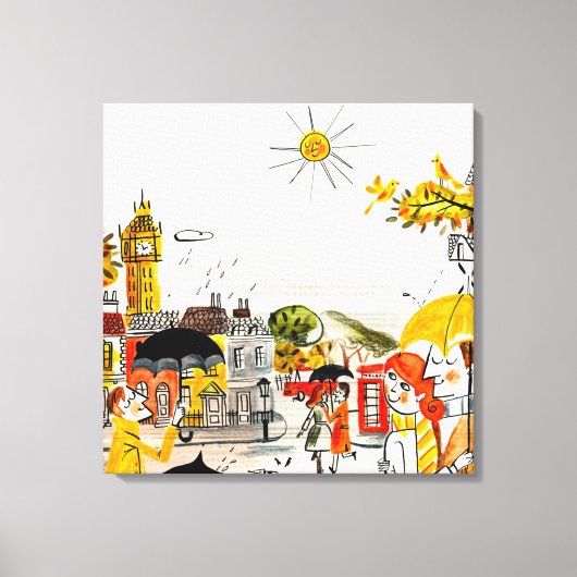 ロンドンの雨の日 キャンバスプリント (正面)