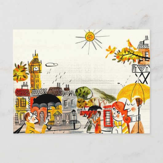 ロンドンの雨の日 ポストカード (正面)
