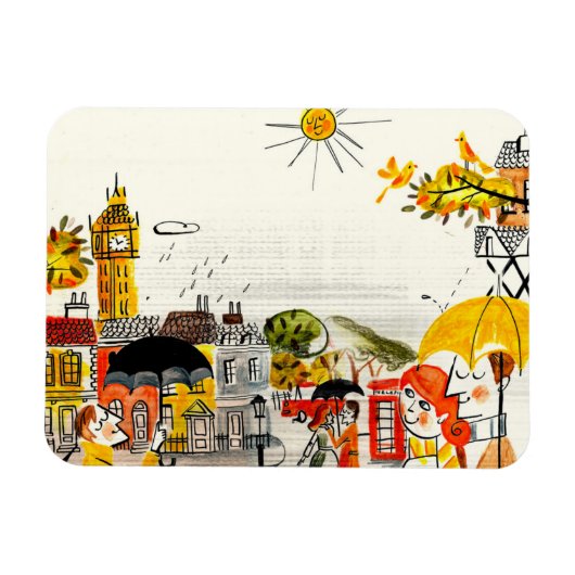 ロンドンの雨の日 マグネット (横)