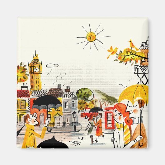 ロンドンの雨の日 マグネット (正面)