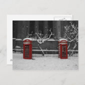 ロンドンの雪の中の電話ボックス ポストカード (正面/裏面)