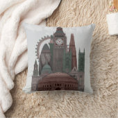 ロンドンの雲の赤と緑 クッション (ブランケット)