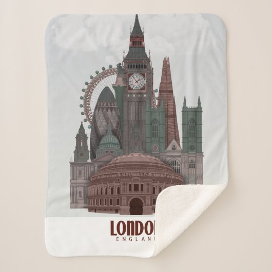 ロンドンの雲の赤と緑 シェルパブランケット (正面)