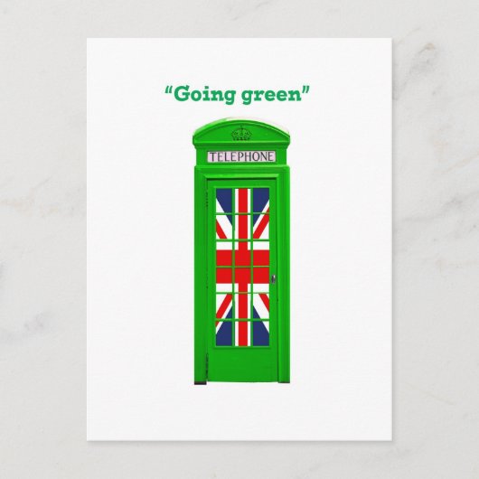 ロンドンの電話ボックスに「Going green」 ポストカード (正面)