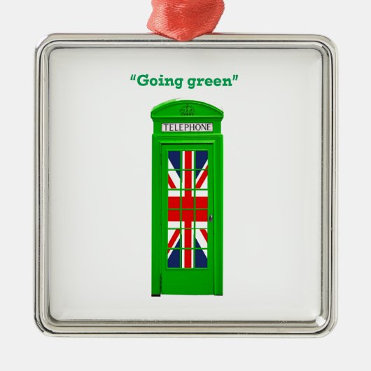 ロンドンの電話ボックスに「Going green」 メタルオーナメント (正面)