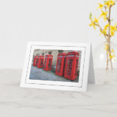 ロンドンの電話ボックスのグリーティングカード カード (黄色い花)