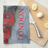 ロンドンの電話ボックス茶タオル キッチンタオル (四つ折り)