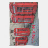 ロンドンの電話ボックス茶タオル キッチンタオル (縦)