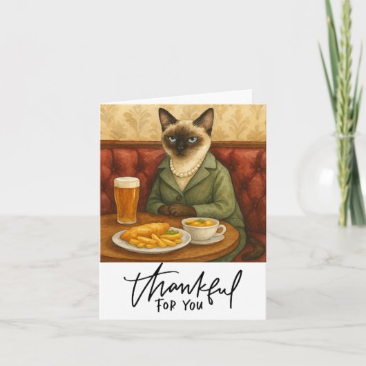ロンドンの魚とチップ猫好き サンキューカード (正面)