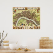 ロンドンの17世紀の地図W.ホラー著 ポスター (キッチン)