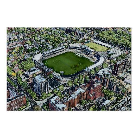 ロンドンの「貴族のクリケットグラウンド」の芸術的風景 ポスター (正面)