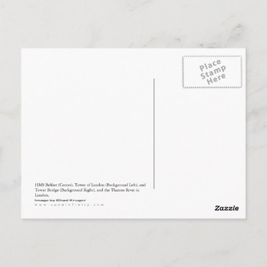 ロンドンはがきのHMSベルファスト ポストカード (裏面)