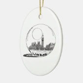ロンドンはガラス玉に。 セラミックオーナメント (左)