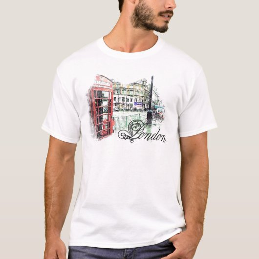 ロンドンはスケッチを着色しました Tシャツ (正面)