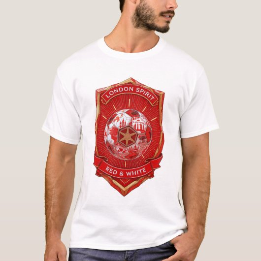 ロンドンは赤い、ロンドンの伝統。サッカーギフト Tシャツ (正面)