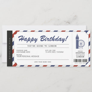 ロンドンへのサプライズ旅行 航空券 搭乗券 招待状