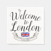 ロンドンへようこそ |宛先ウェディングカスタム スタンダードカクテルナプキン (正面)