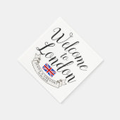 ロンドンへようこそ |宛先ウェディングカスタム スタンダードカクテルナプキン (角)