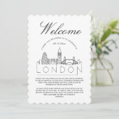ロンドンへようこそ | 結婚式のゲスト詳細カード 招待状 (スタンド正面)