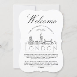 ロンドンへようこそ | 結婚式のゲスト詳細カード 招待状