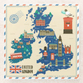 ロンドンをテーマにしたガラスのコースター ガラスコースター (正面)