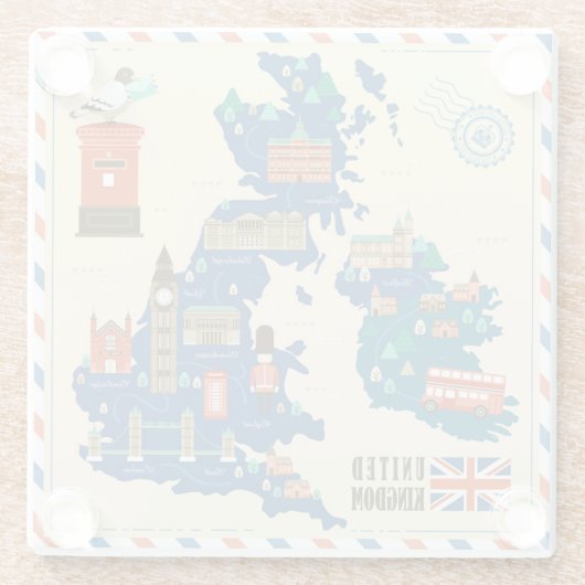 ロンドンをテーマにしたガラスのコースター ガラスコースター (裏面)