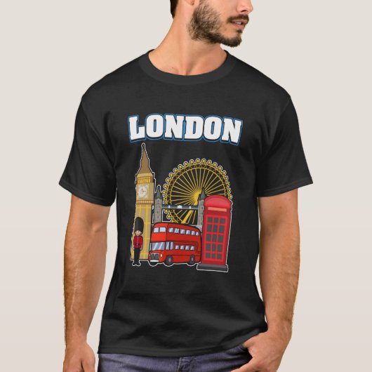 ロンドンをテーマにしたクルーネック Tシャツ (正面)